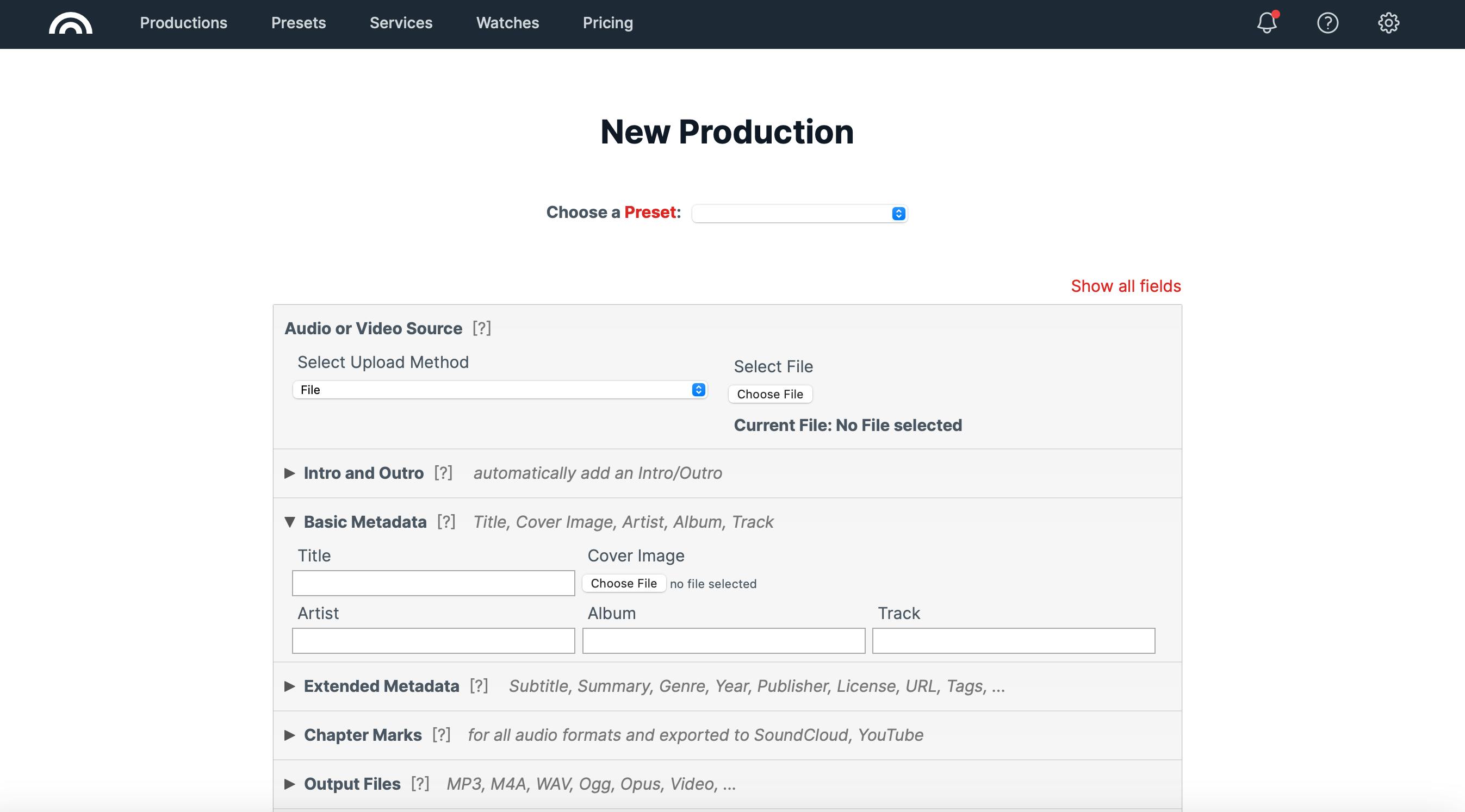 select upload method