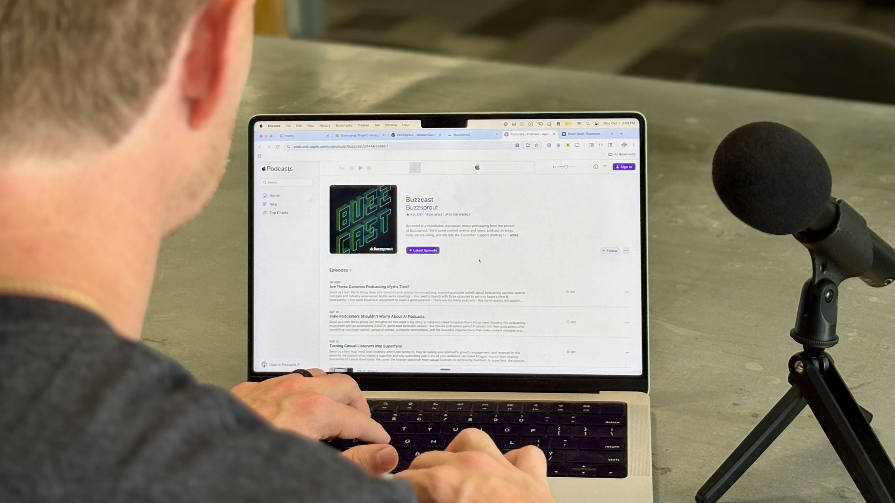 Podcaster looking at Apple Podcasts Listing