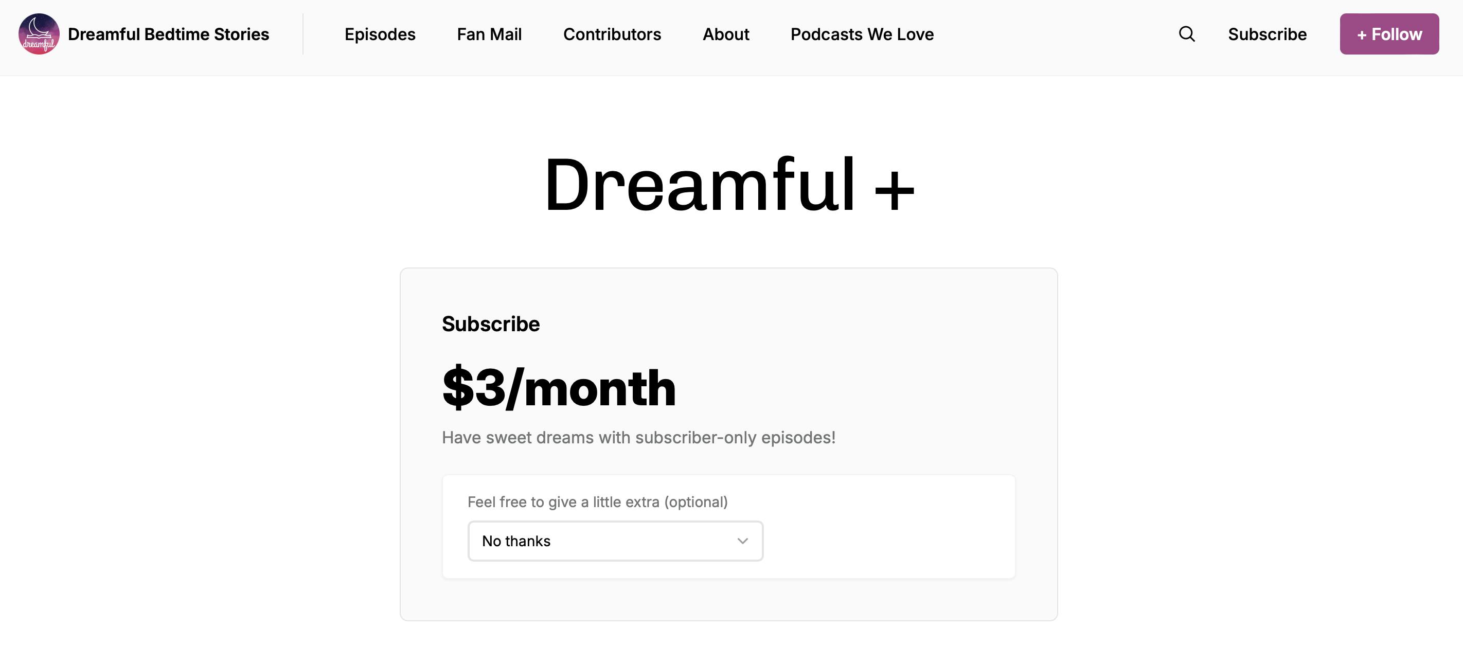 Dreamful Bedtime Stories – premium subscription page